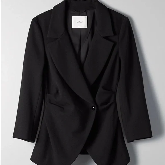 Aritzia Wilfred Selina Blazer Black Peplum Jacket in Stretch Crepe size 0 - Picture 5 of 12